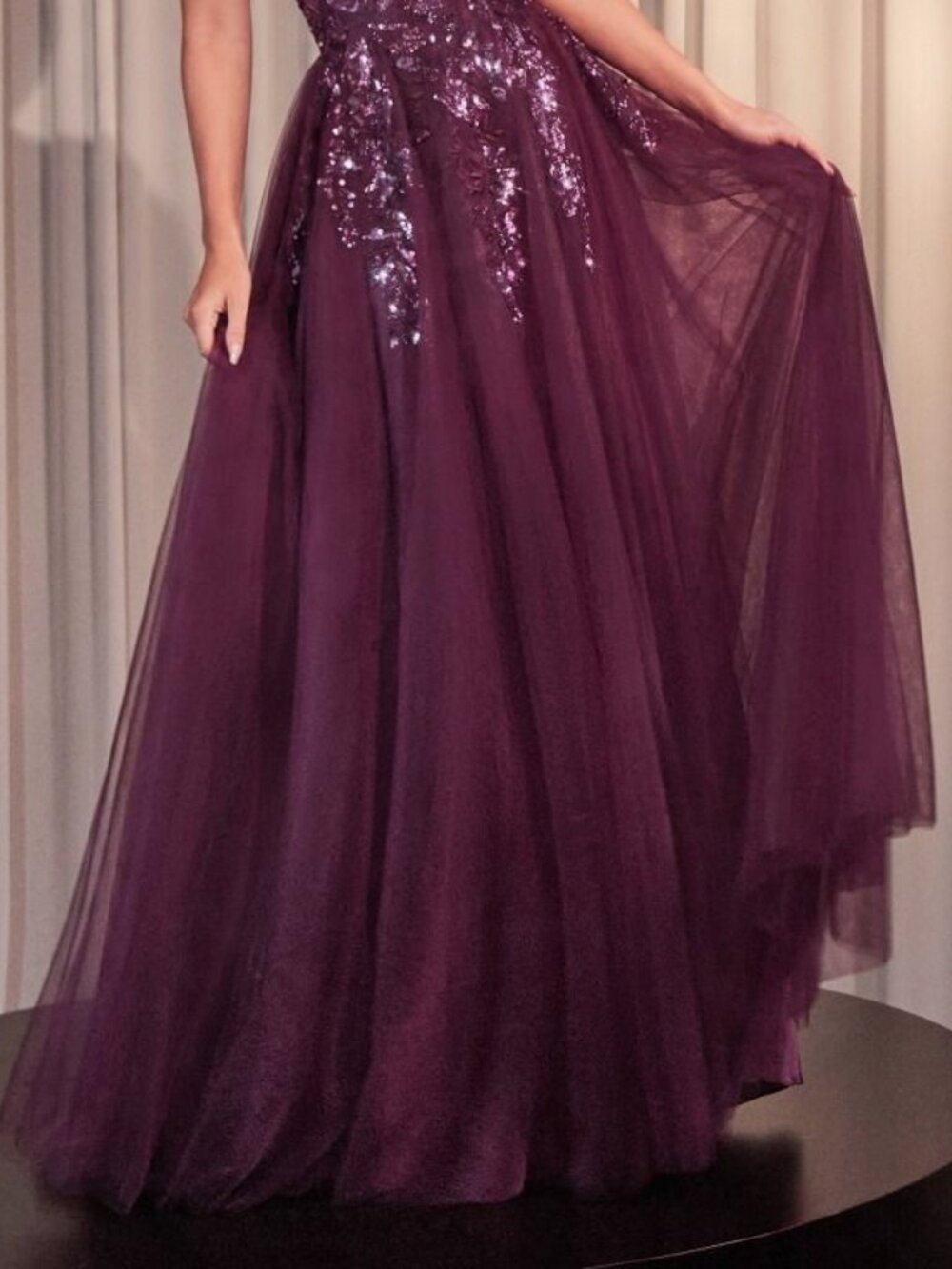 New Eggplant Sequins Embellished Formal Mother Of The Bride Tulle Gown CD A1475 - Picture 9 of 9